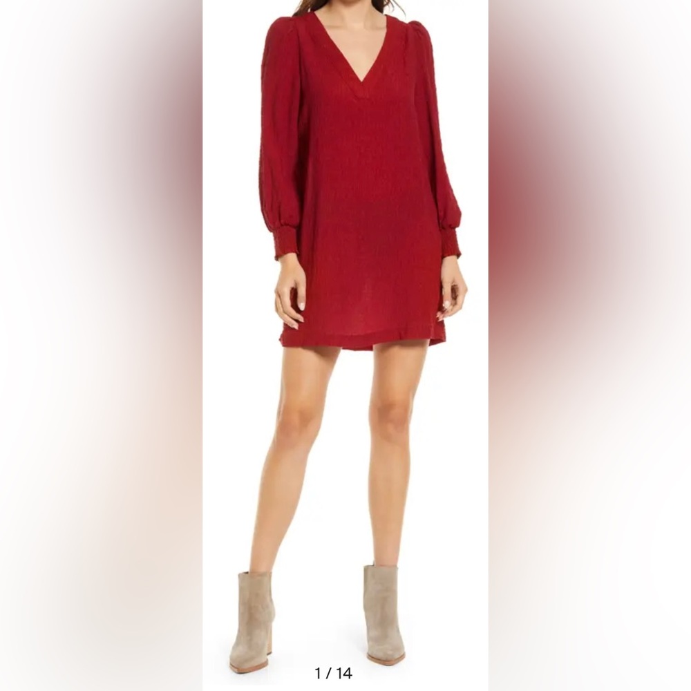 Steve Madden Ruston Long Sleeve Shift Red Minidress Size Small (2-4) NWT - Picture 1 of 13
